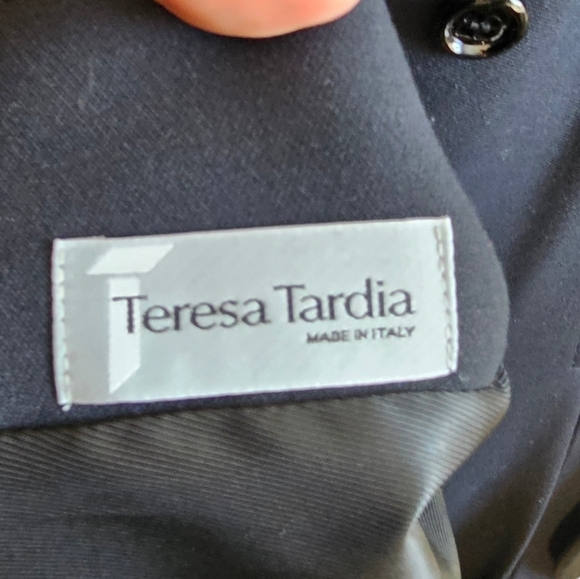 Teresa Tardia Wool Blend Black Belted Midi Fit and Flare Jacket - Picture 15 of 15